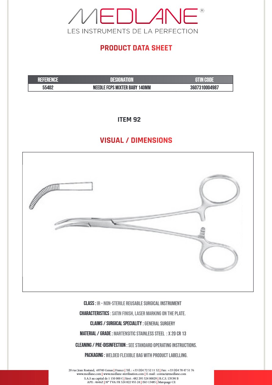 Photo produit MEDLANE : Passe Fils Mixter Baby 140MM, référence 55402