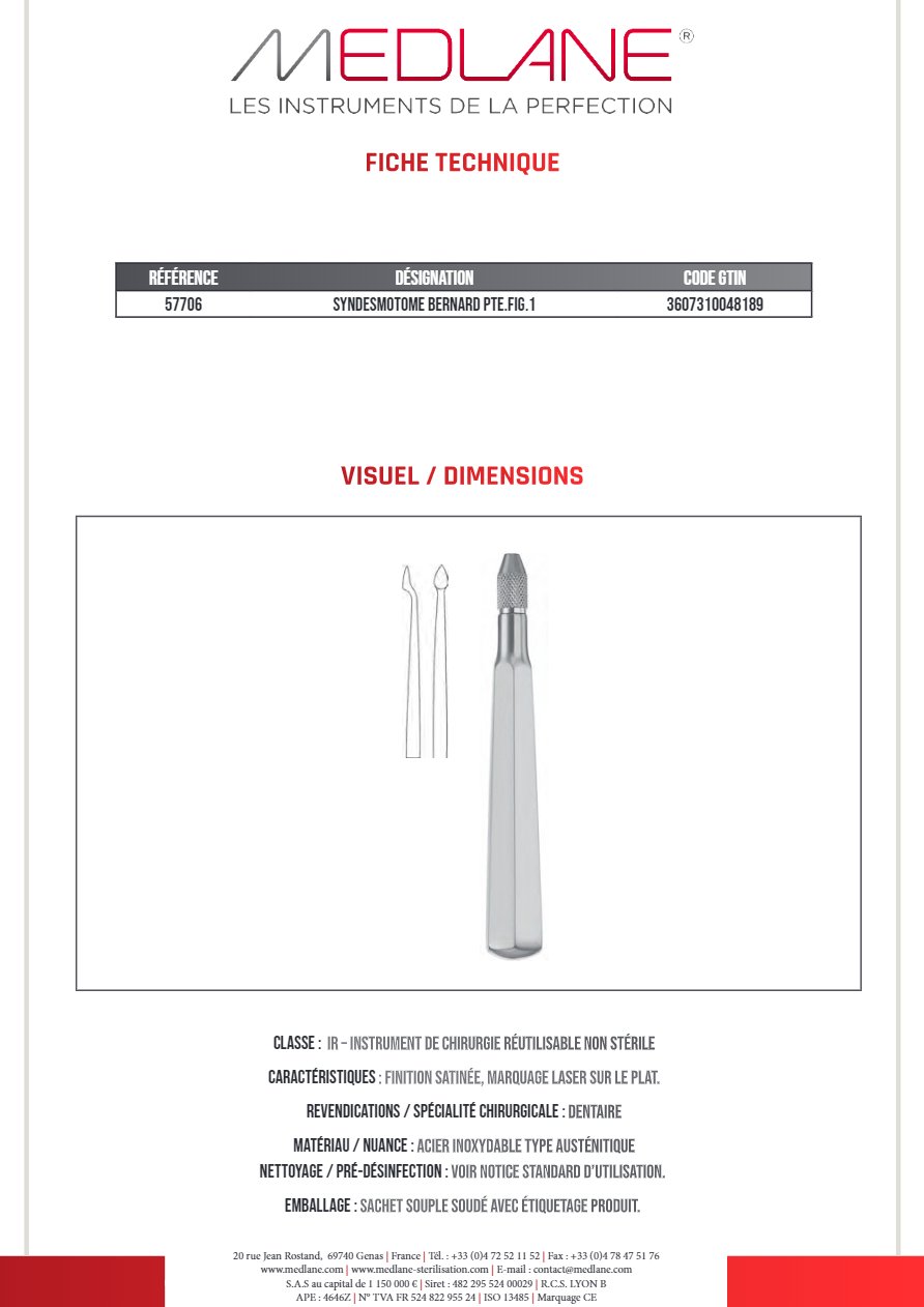 Syndesmotome Bernard Pointe Figure 1 — REF 57706