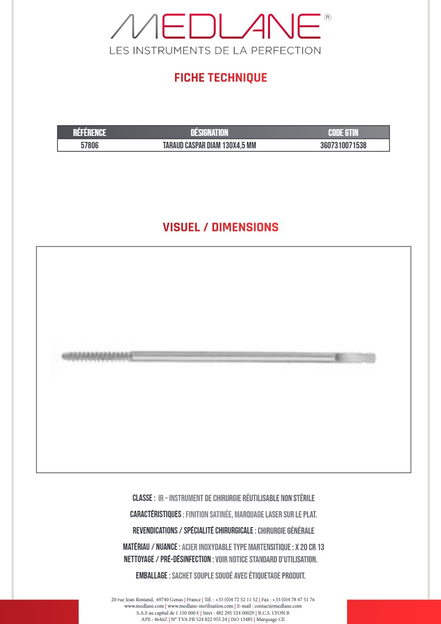 Taraud Caspar Diamètre 130X4,5 mm — 57806