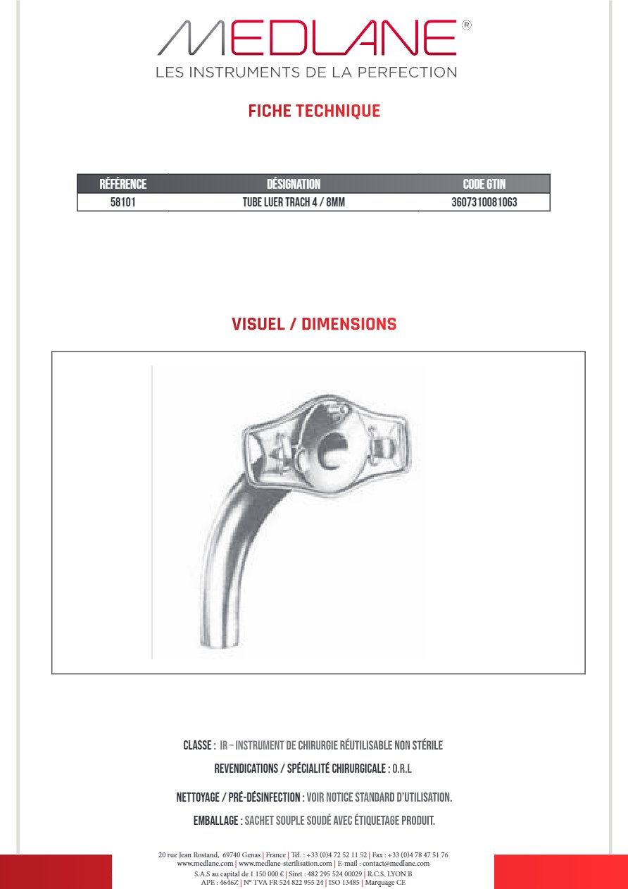 Tube Luer Trach 4 / 8MM — REF 58101