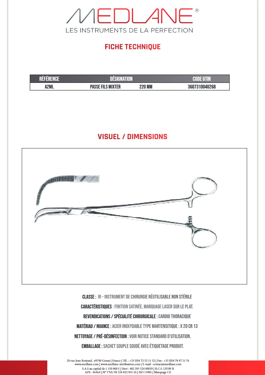 Passe Fils Mixter 220 mm — REF A2ML
