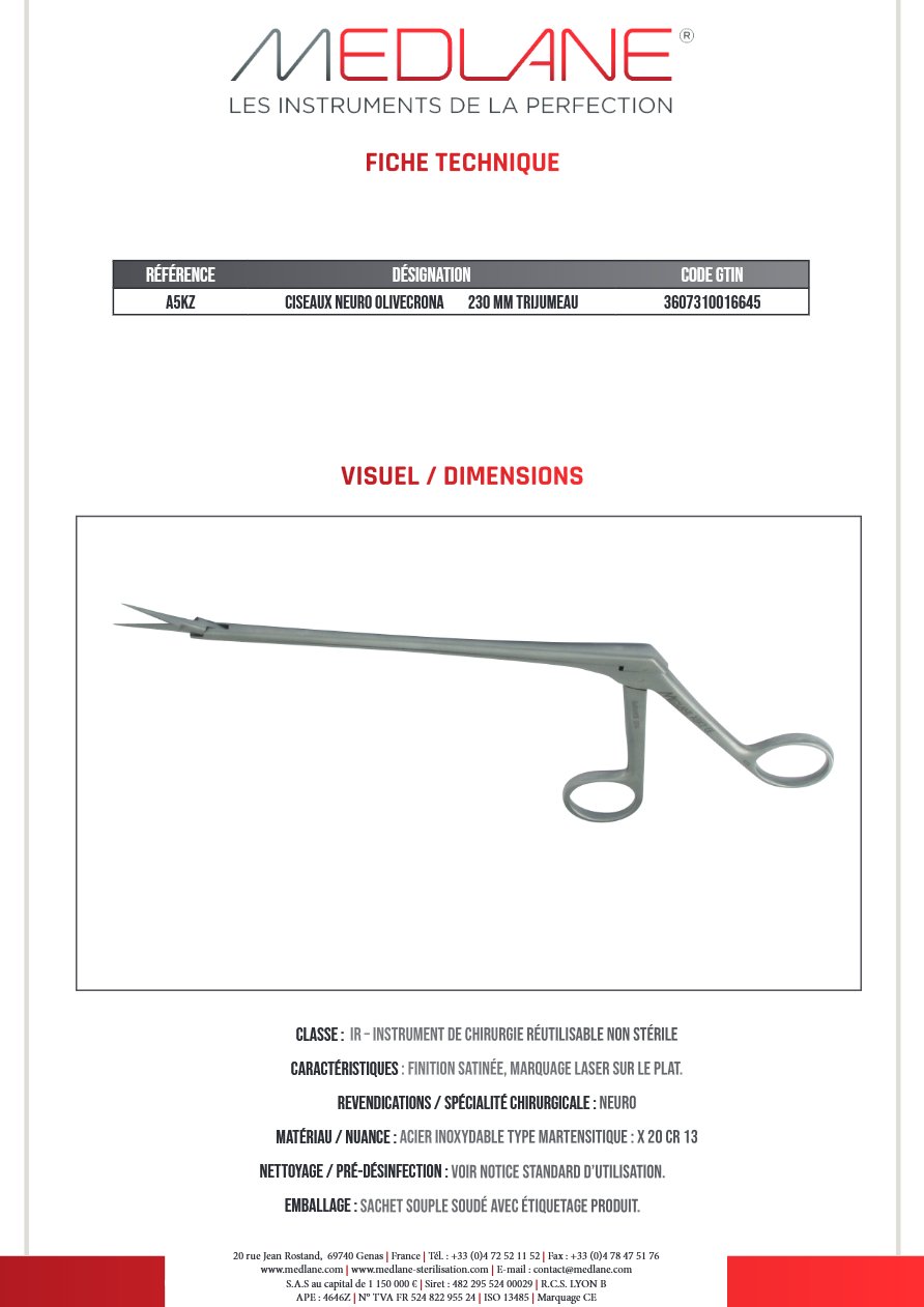 Ciseaux Neuro Olivecrona 230 mm Trijumeau — REF A5KZ