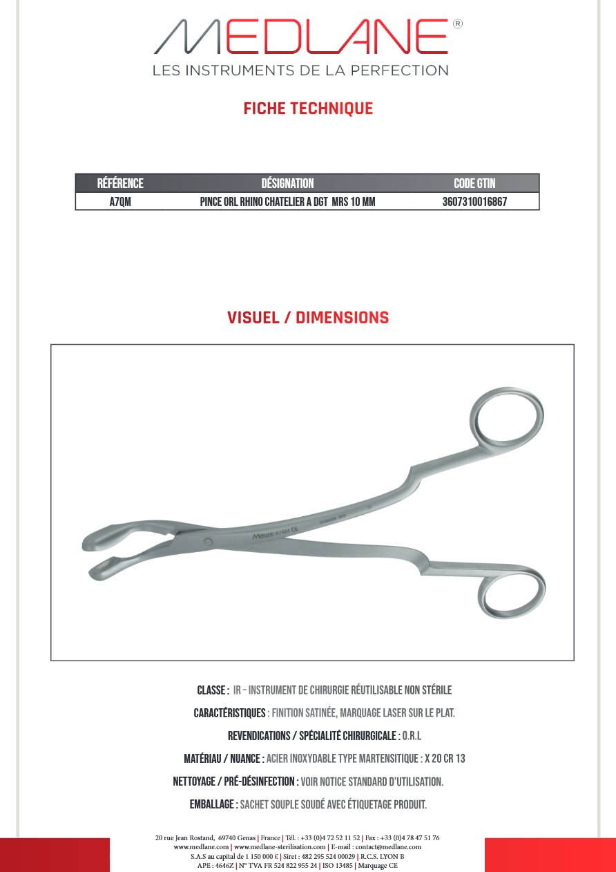 Pince O.R.L. Rhino Chatelier a Dgt Mrs 10 mm — REF A7QM