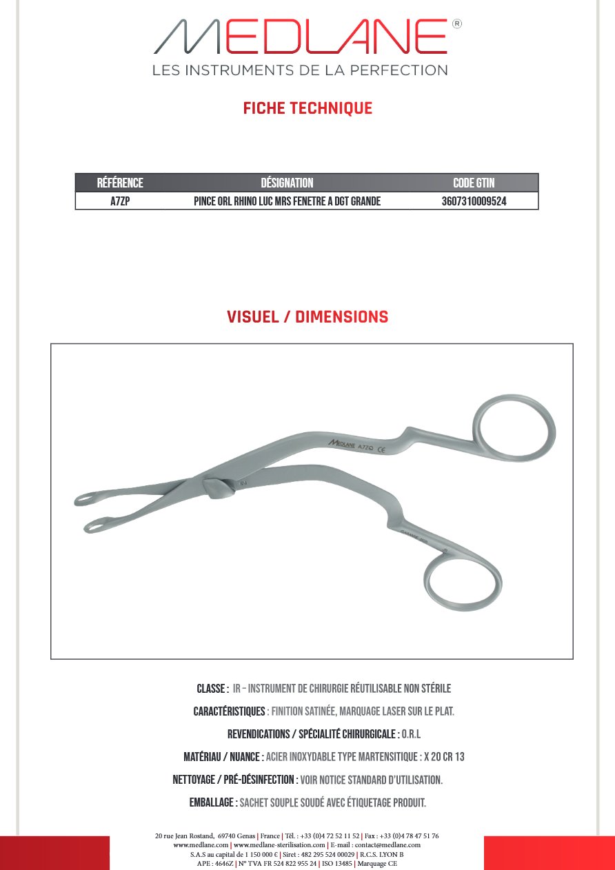 Pince O.R.L. Rhino Luc Mrs Fenetre a Dgt Grande — REF A7ZP