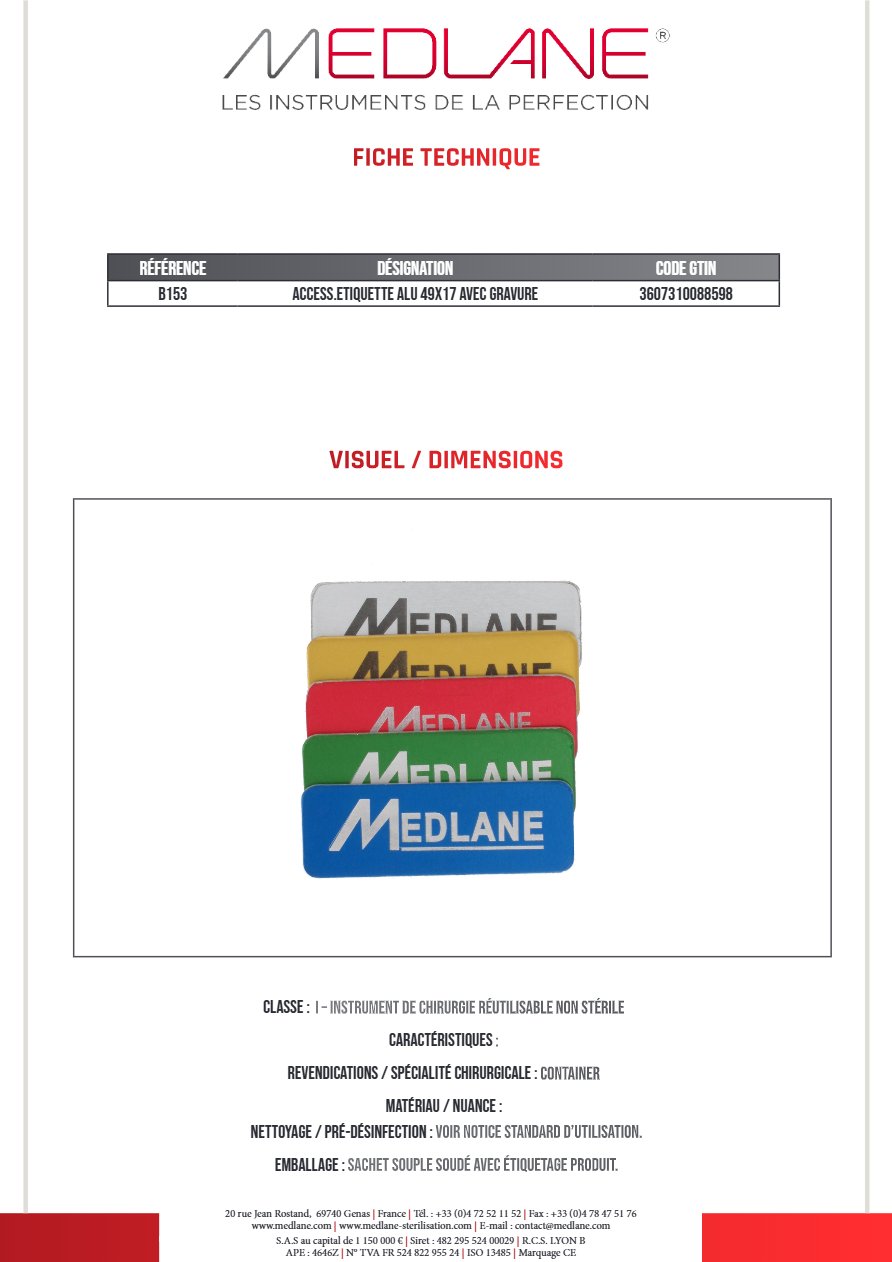 Accessoire etiquette Alu 49X17 avec Gravure Vert — REF B153V