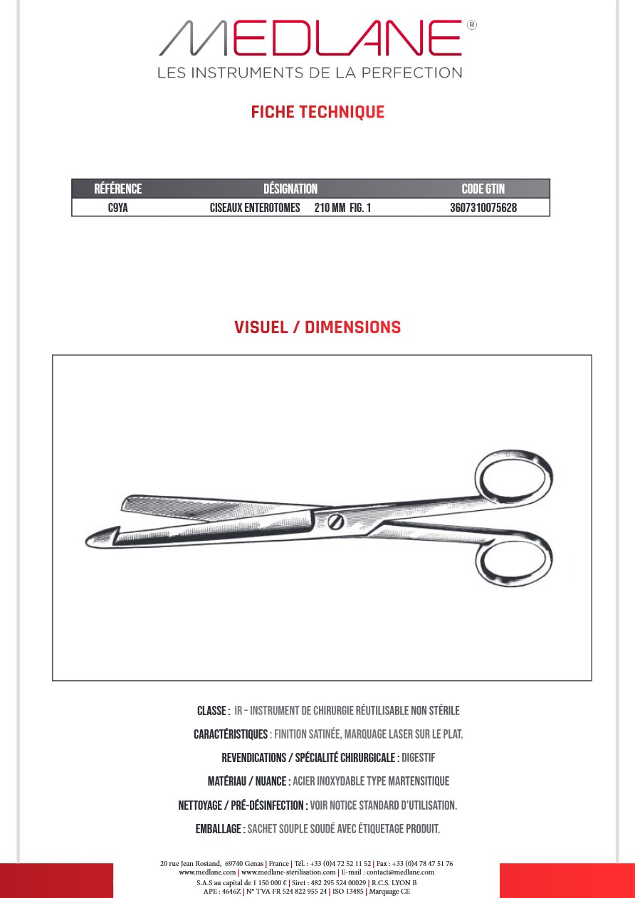 Ciseaux Enterotomes 210 mm Figure 1 — REF C9YA