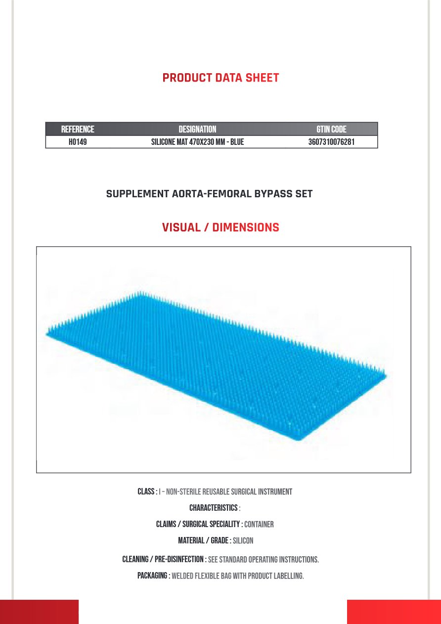 Aménagement Panier: Tapis Silicone 470X230MM Bleu Gamme H — REF H0149