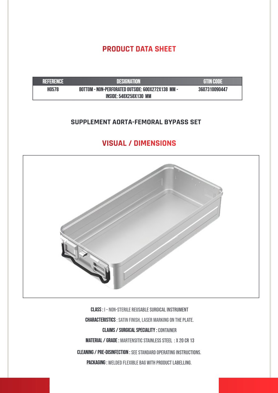 Conteneur 600X272X138MM Extérieur 548X258X130MM Intérieur Cuve Seule Gamme H — REF H0578