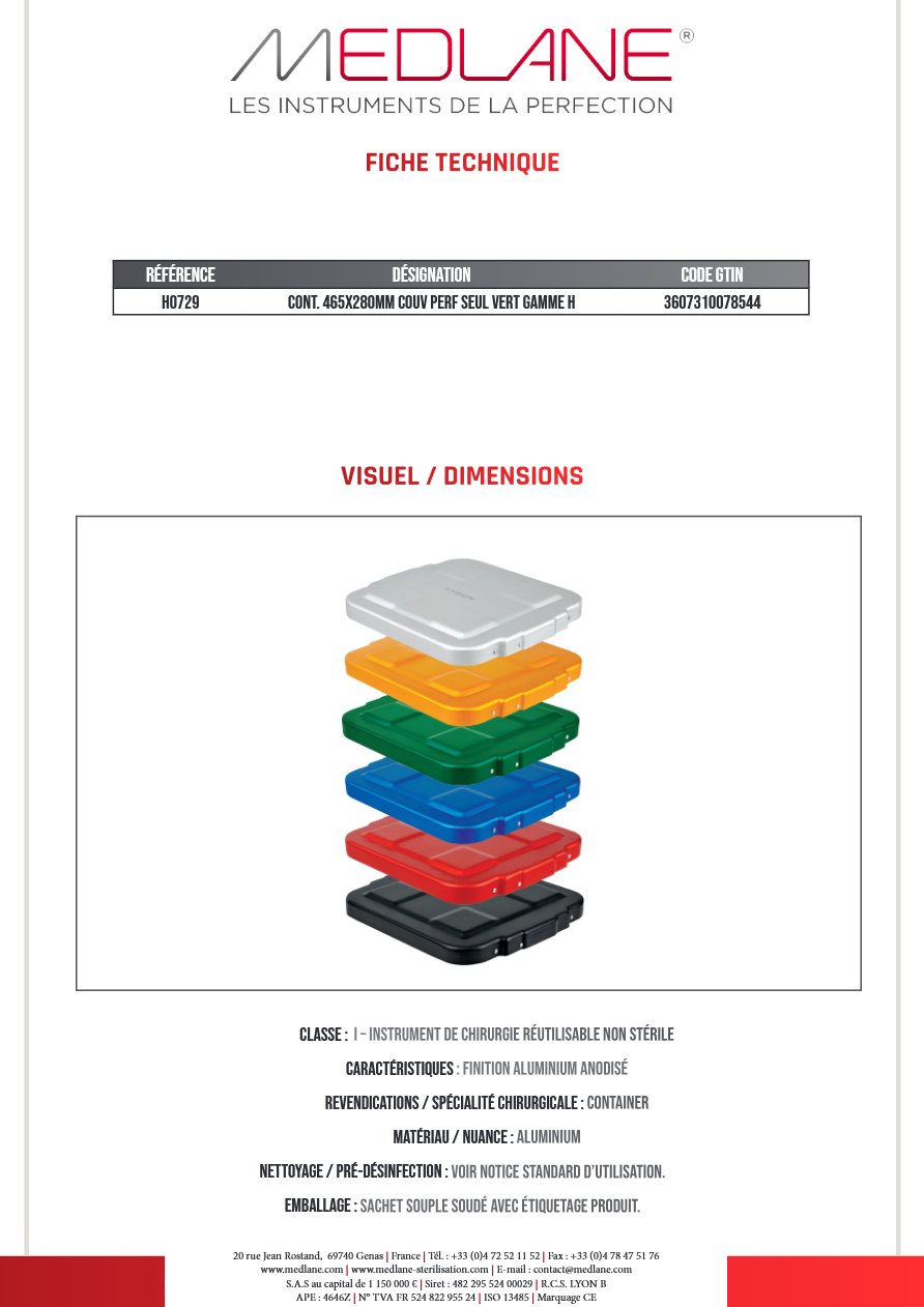 Conteneur 465X280MM COUV PERF SEUL VERT GAMME H — REF H0729