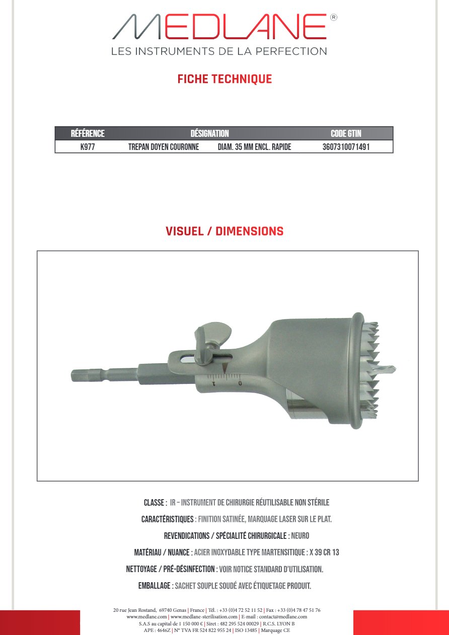 Trepan Doyen Couronne Diamètre 35 mm Enclume Rapide — REF K977
