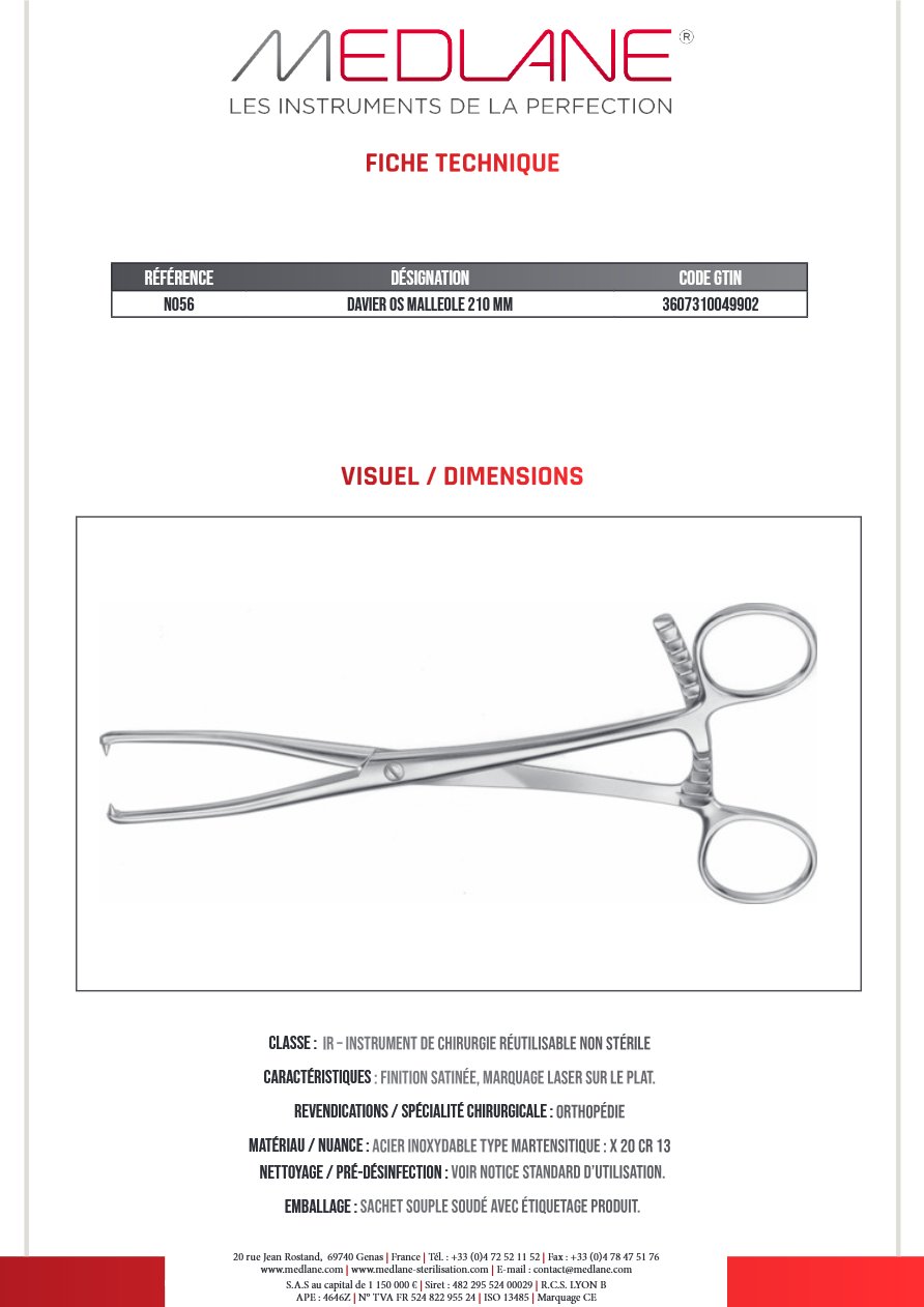 Davier Os Malleole 210 Mm — REF N056