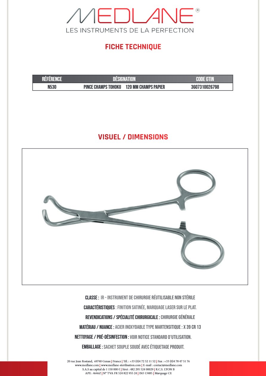 Pince Champs Tohoku 120 mm Champs Papier — REF N530