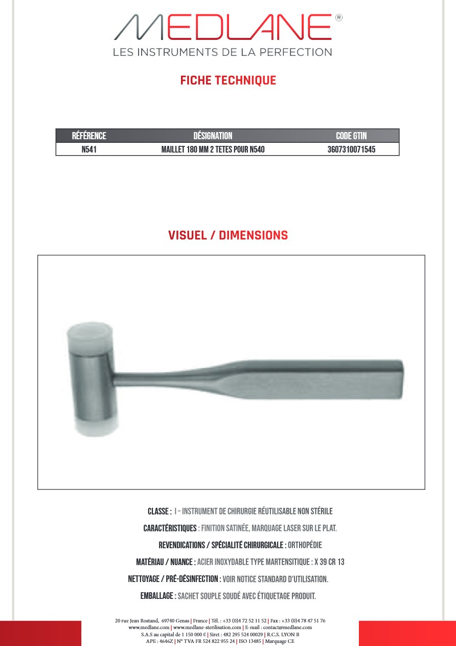 Maillet 180 mm 2 Tetes pour N540 — REF N541