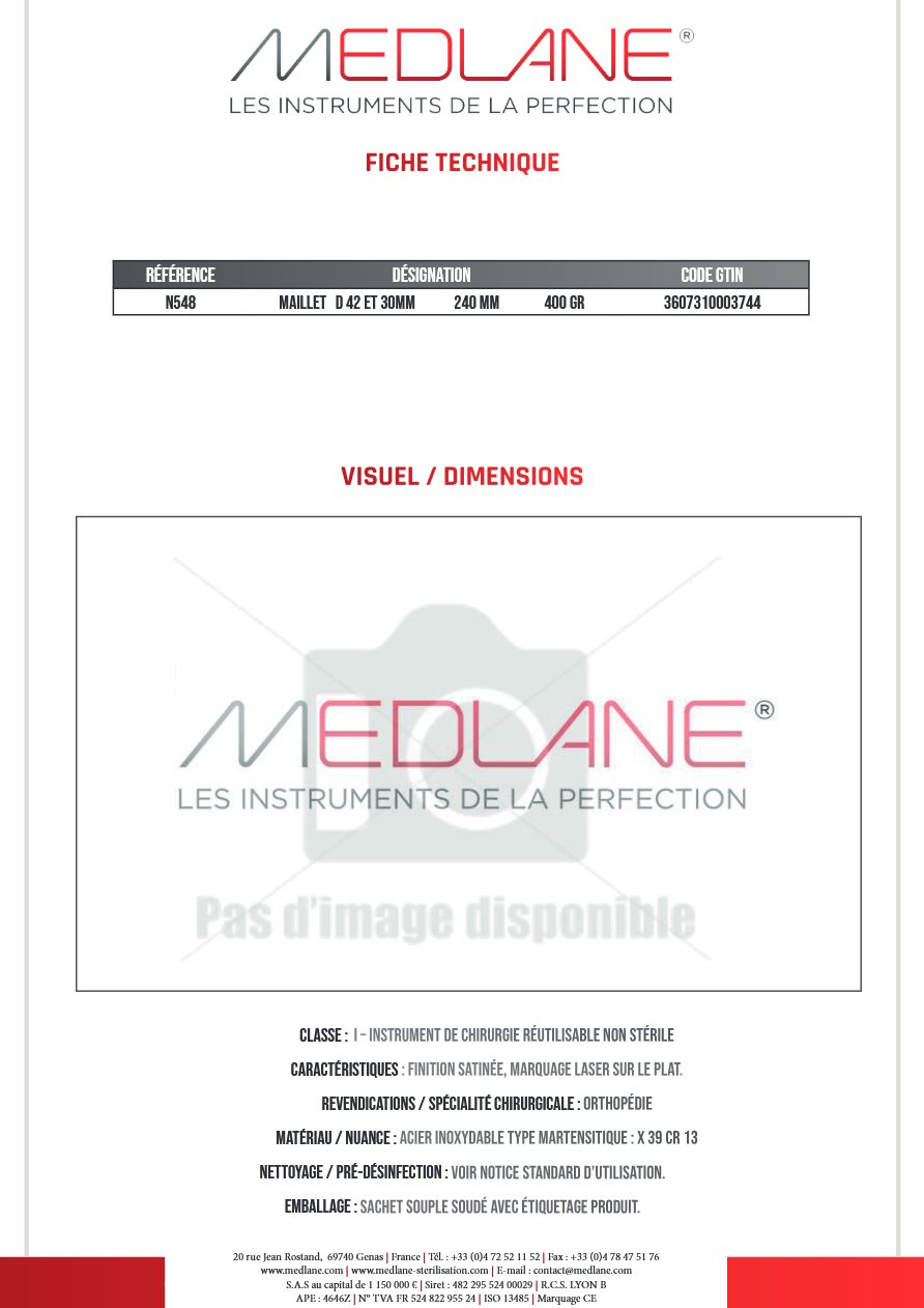Maillet D 42 et 30MM 240 mm 400 Griffes — REF N548