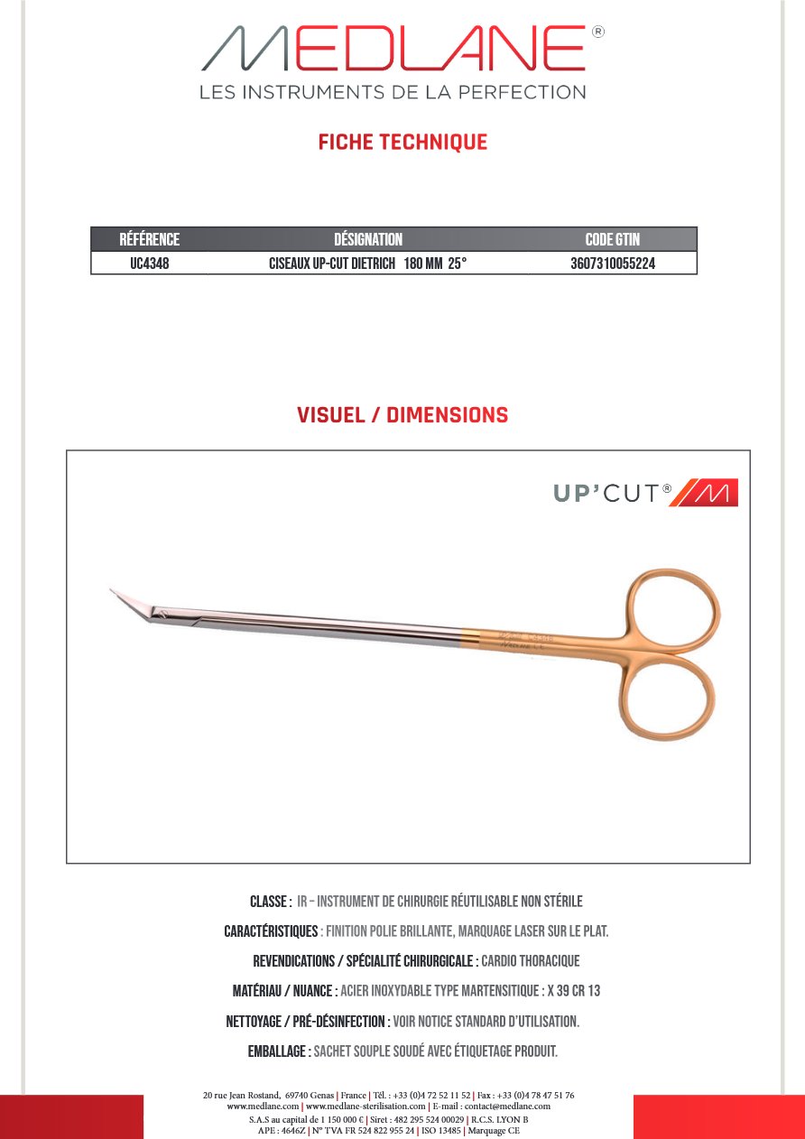 Ciseaux Up-cut Dietrich 180 mm 25° — REF UC4348P