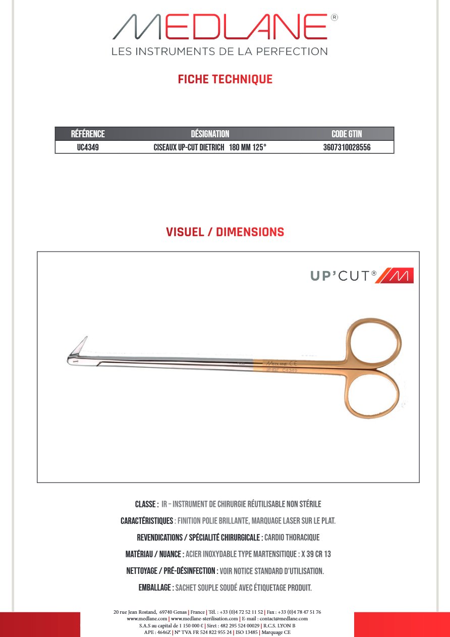 Ciseaux Up-cut Dietrich 180 mm 125° — REF UC4349P