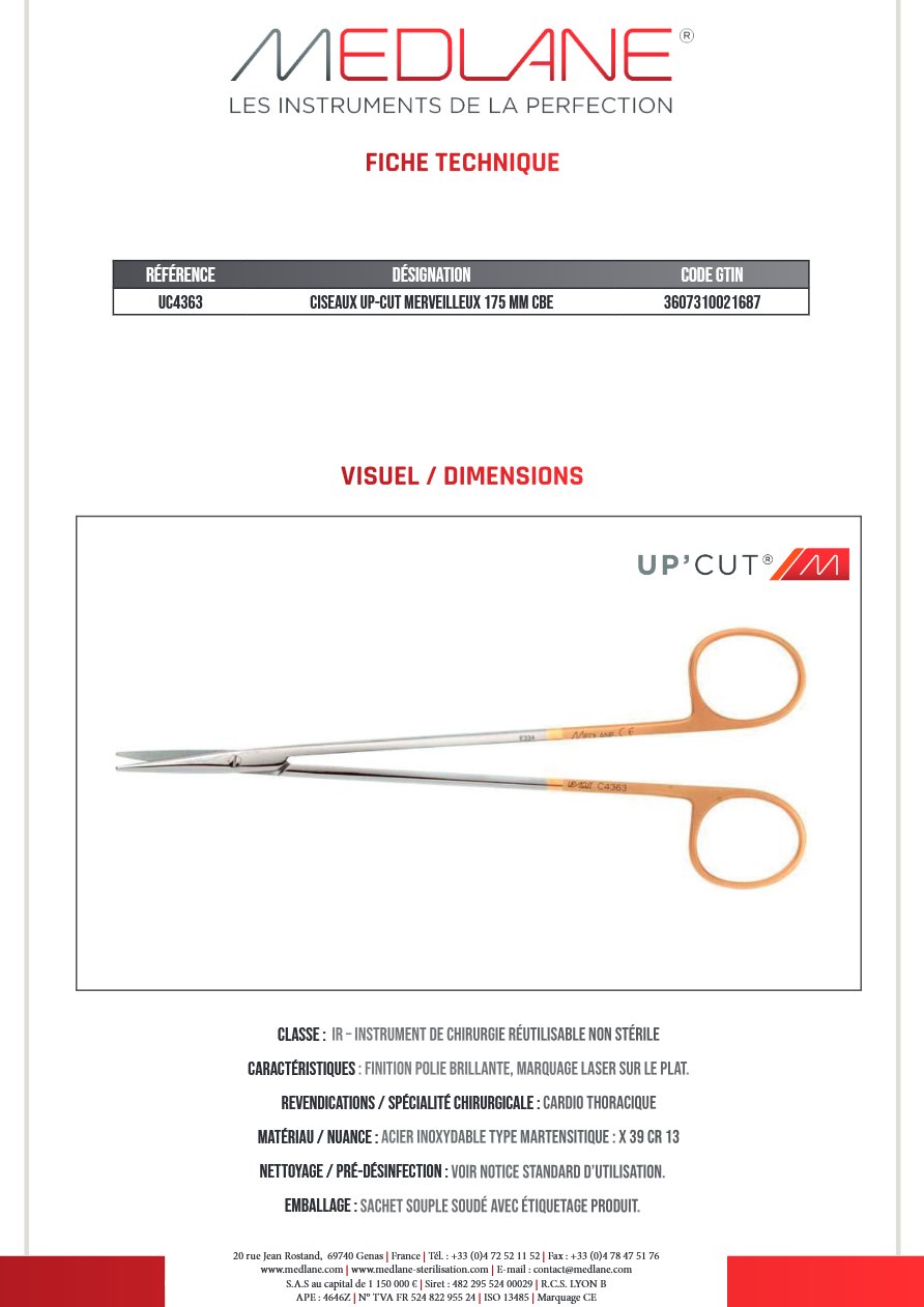 Ciseaux Up-cut Merveilleux 175 mm Courbe — REF UC4363P