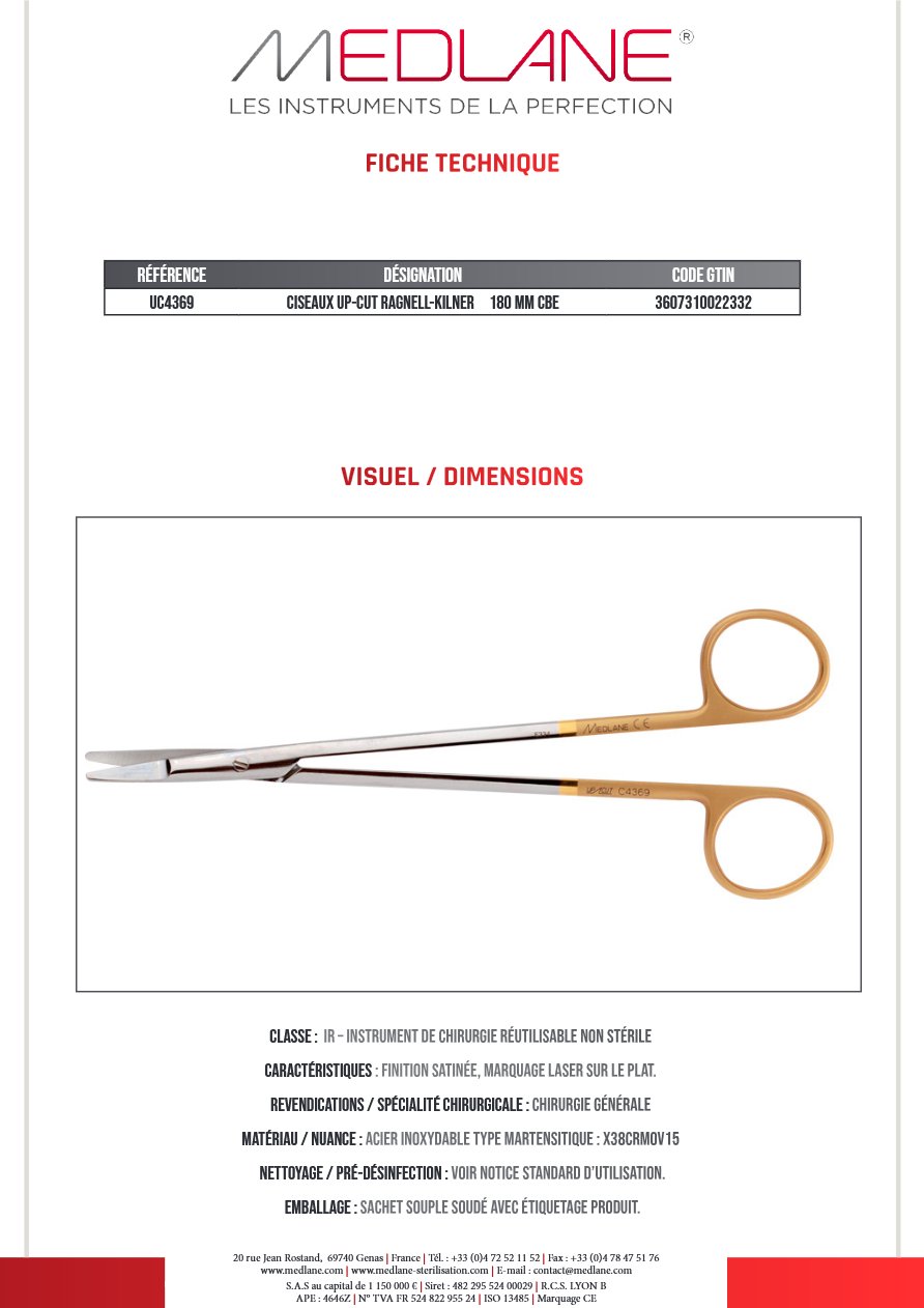 Ciseaux Up-cut Ragnell-kilner 180 mm Courbe — REF UC4369P