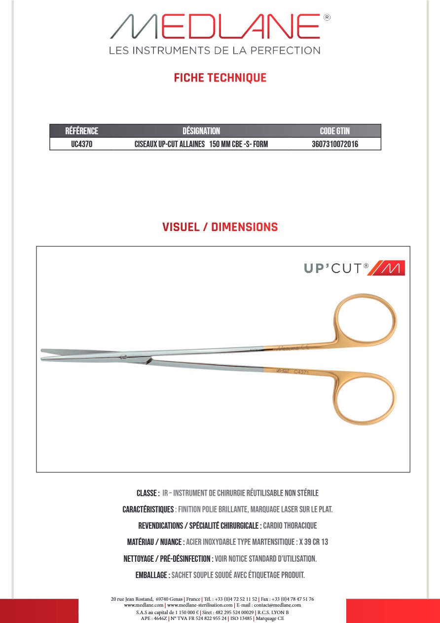 CISEAUX UP-CUT ALLAINES 150 MM Courbe -S- FORM — REF UC4370