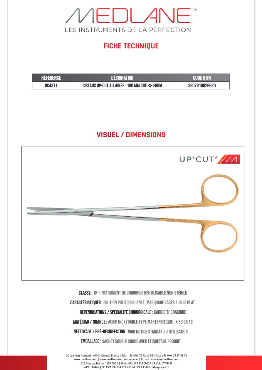 CISEAUX UP-CUT ALLAINES 180 MM Courbe -S- FORM — REF UC4371