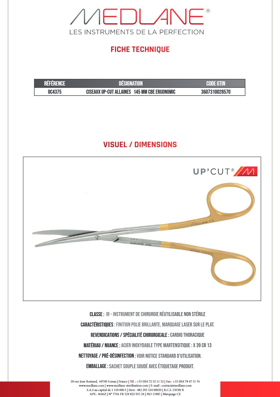 Ciseaux Up-cut Allaines 145 mm Courbe Ergonomic — REF UC4375P