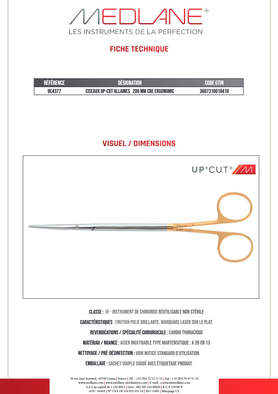 CISEAUX UP-CUT ALLAINES 200 MM Courbe ERGONOMIC — REF UC4377P