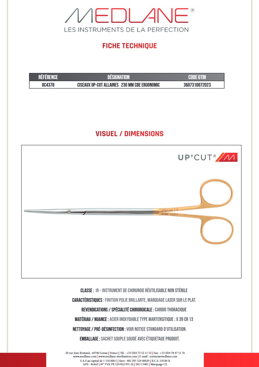 CISEAUX UP-CUT ALLAINES 230 MM Courbe ERGONOMIC — REF UC4378P