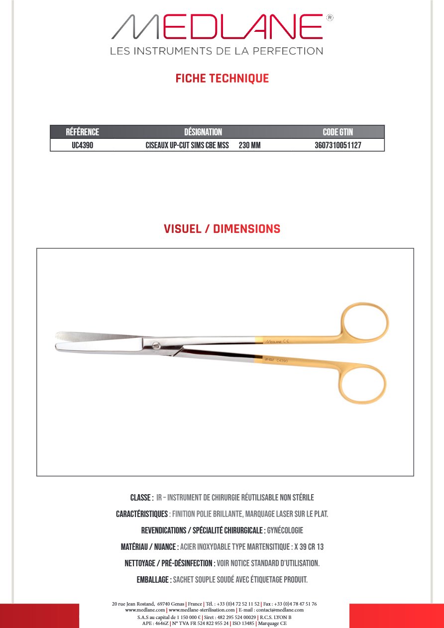 CISEAUX UP-CUT SIMS Courbe Mousse 230 MM — REF UC4390P