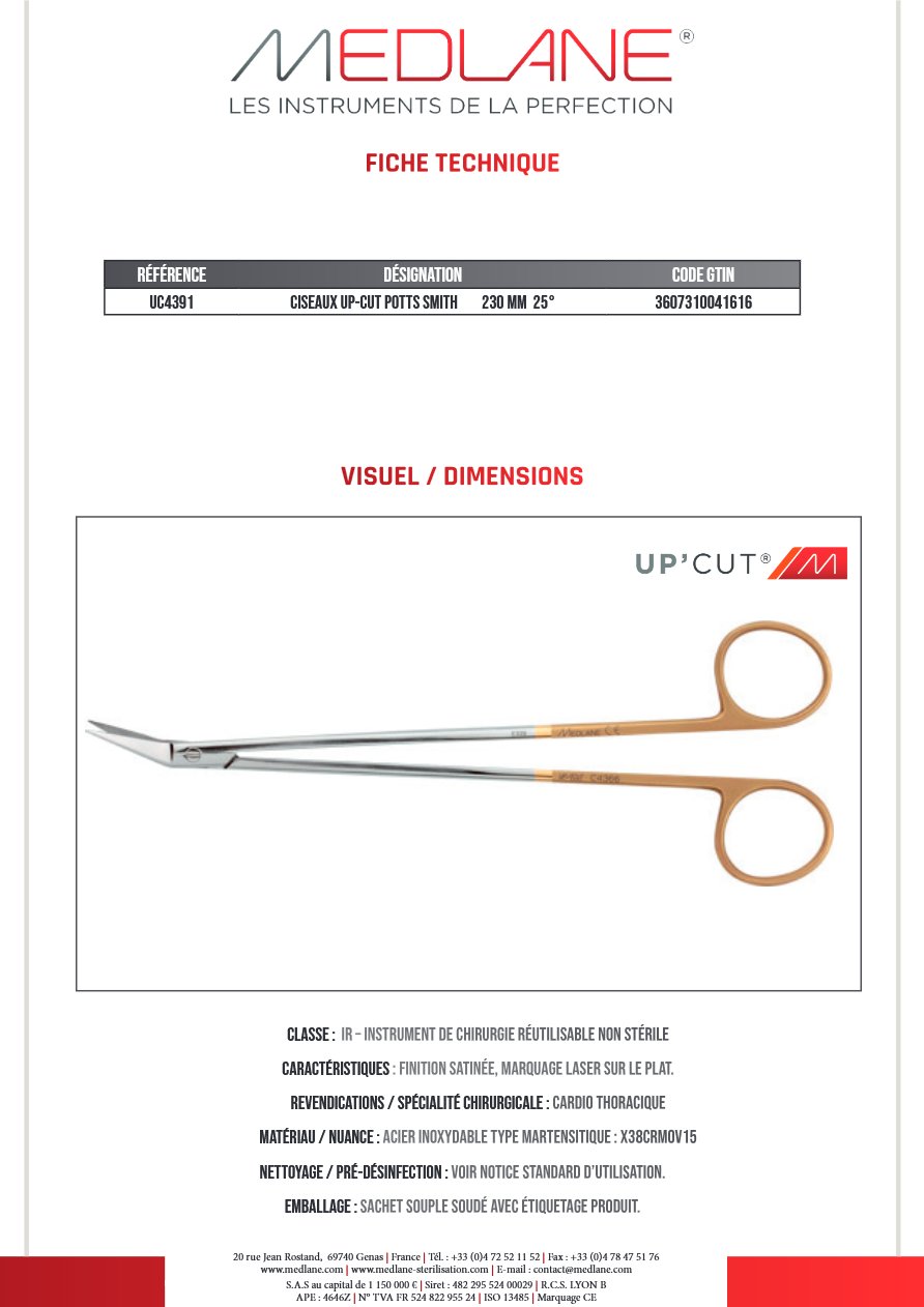Ciseaux Up-cut Potts Smith 230 Mm 25° — REF UC4391