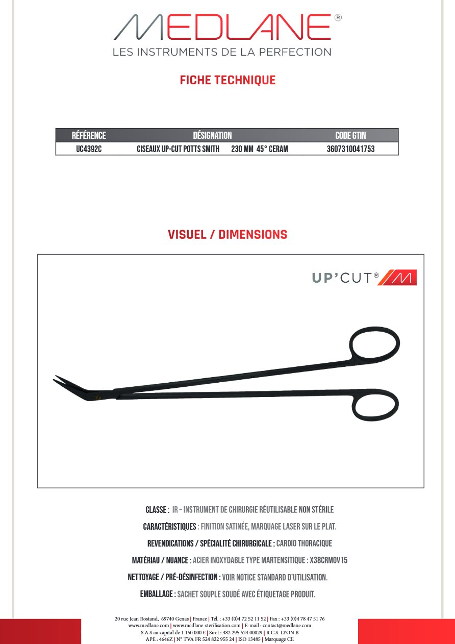 CISEAUX UP-CUT POTTS SMITH 230 MM 45° CERAM — REF UC4392C