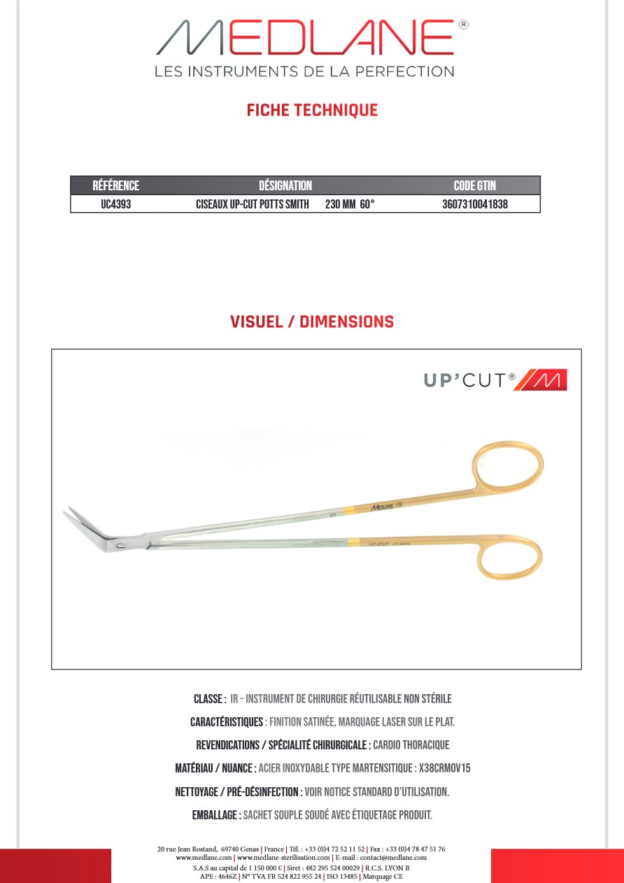 CISEAUX UP-CUT POTTS SMITH 230 MM 60° — REF UC4393