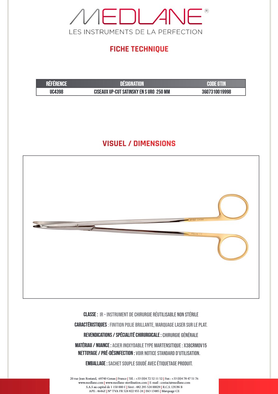 Ciseaux Up-cut Satinsky En S Uro 250 mm — REF UC4398P