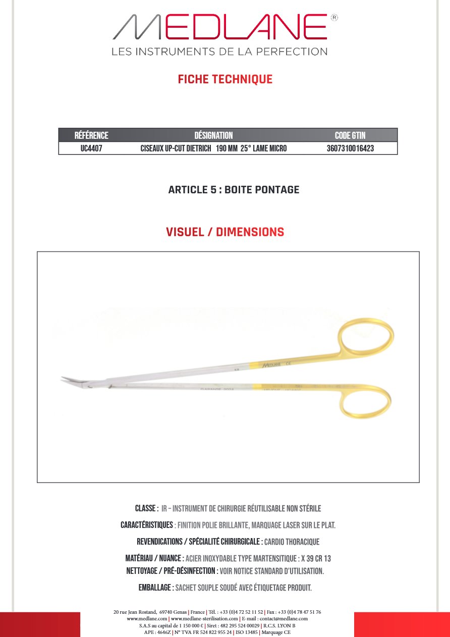 Ciseaux Up-cut Dietrich 190 mm 25° Lame Micro — REF UC4407P
