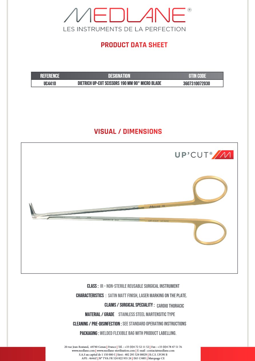 Ciseaux Up-cut Dietrich 190 mm 90° Lame Micro — REF UC4410P