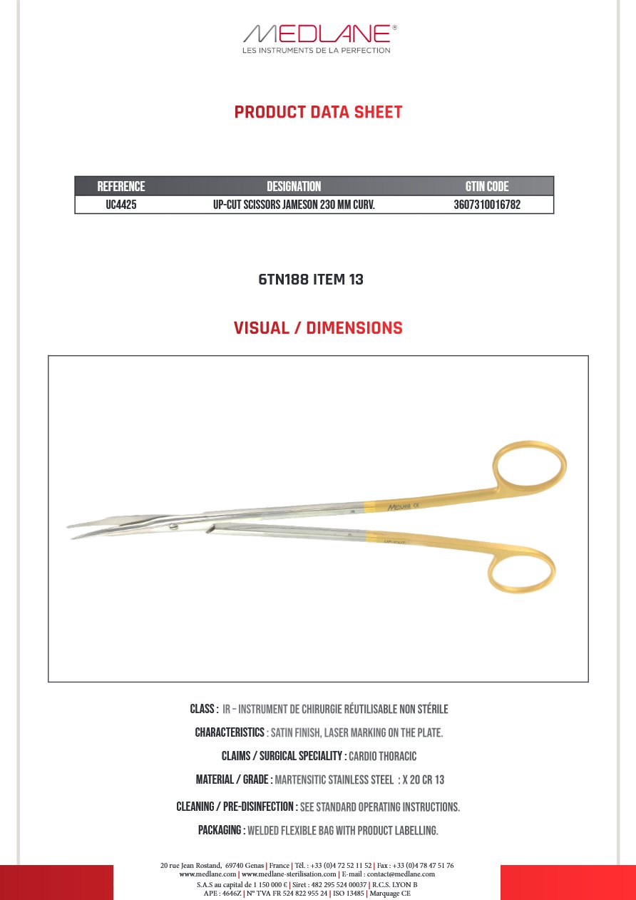 Ciseaux Up-cut Jameson 230 mm Courbe — REF UC4425