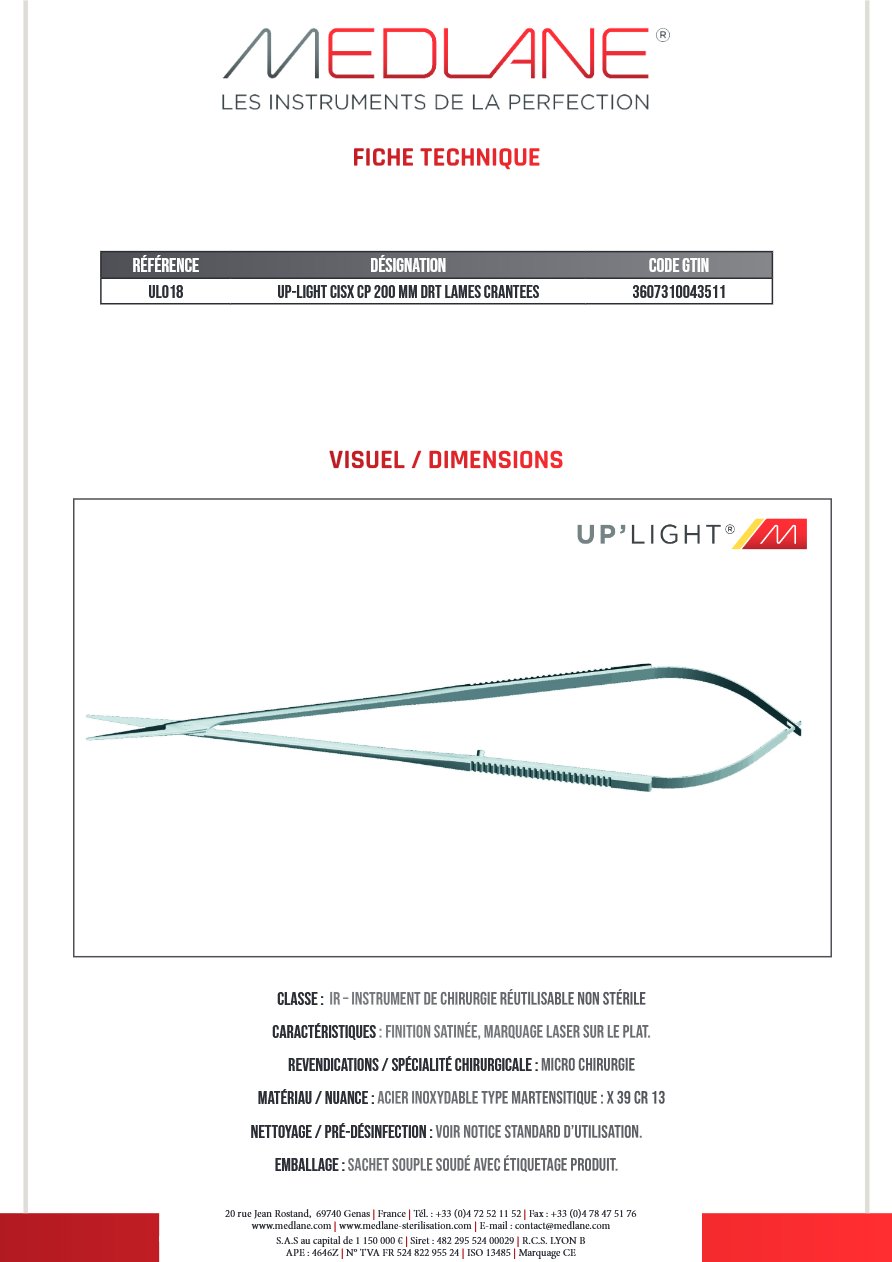 UP-LIGHT CISX CP 200 MM Droit LAMES CRANTEES — REF UL018