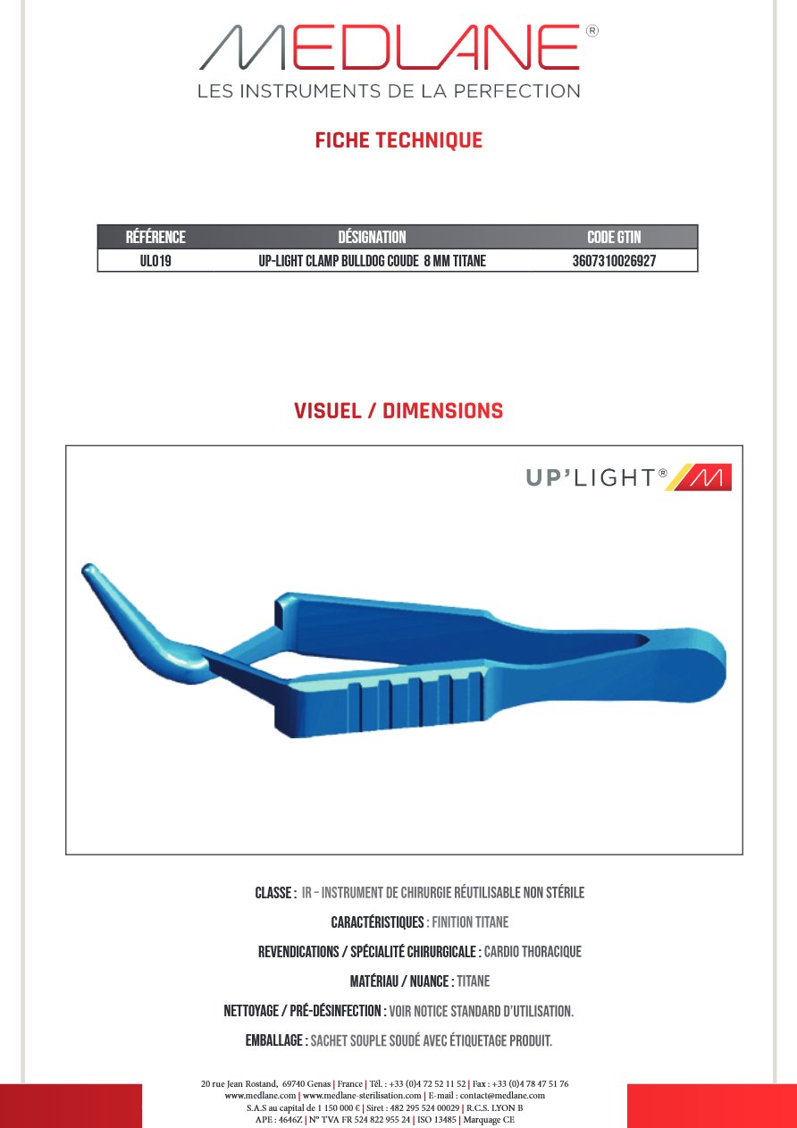 Up-light Clamp Bulldog Coude 8 mm Titane — REF UL019