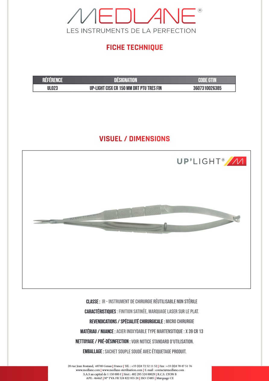Up-light Ciseaux Cr 150 mm Droit Pointu Tres Fin — REF UL023