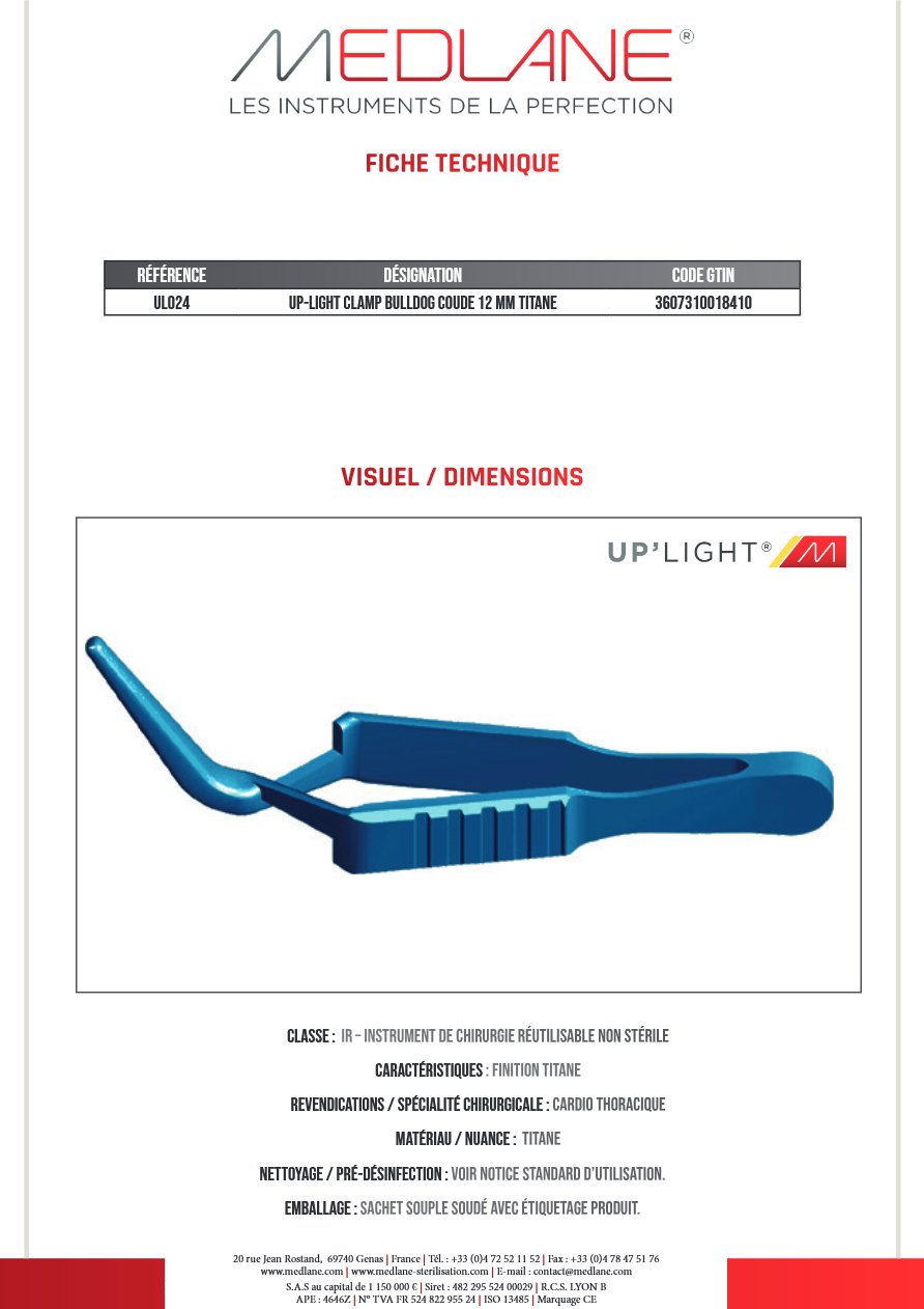 Up-light Clamp Bulldog Coude 12 mm Titane — REF UL024