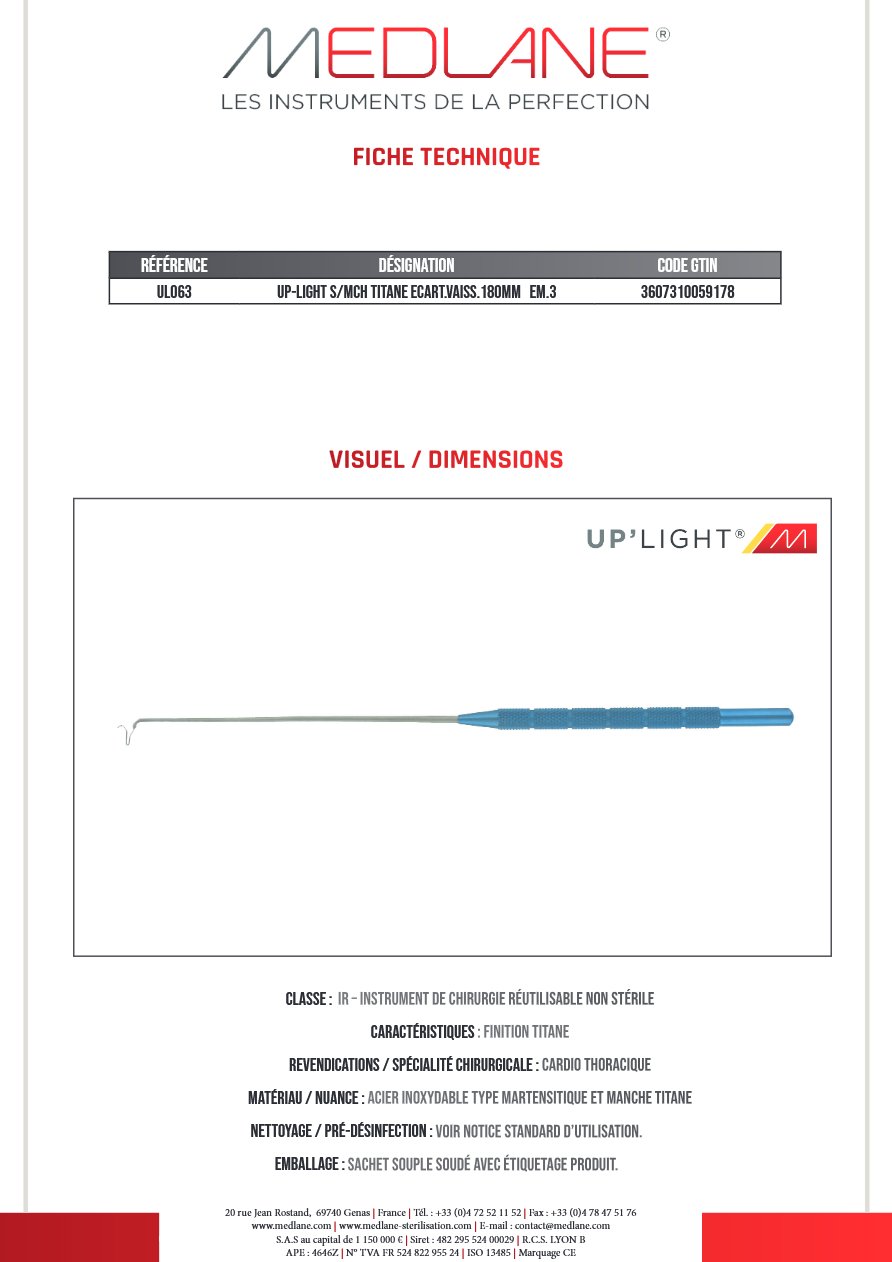 Up-light S/mch Titane Ecart. vaiss.180mm Em.3 — REF UL063