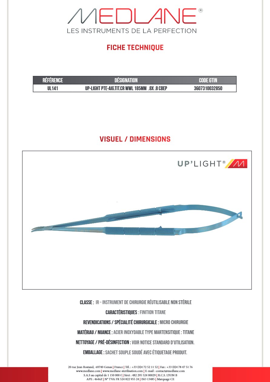 Up-light Pointe-Aiguille titane cr Wwl 185MM.8x.8 Cbep — REF UL141