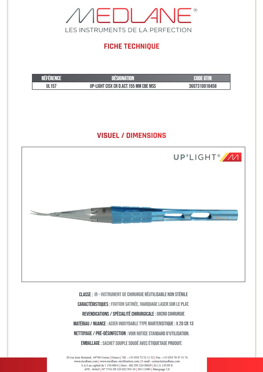Up-light Ciseaux Cr D. act.155 mm Courbe Mousse — REF UL157
