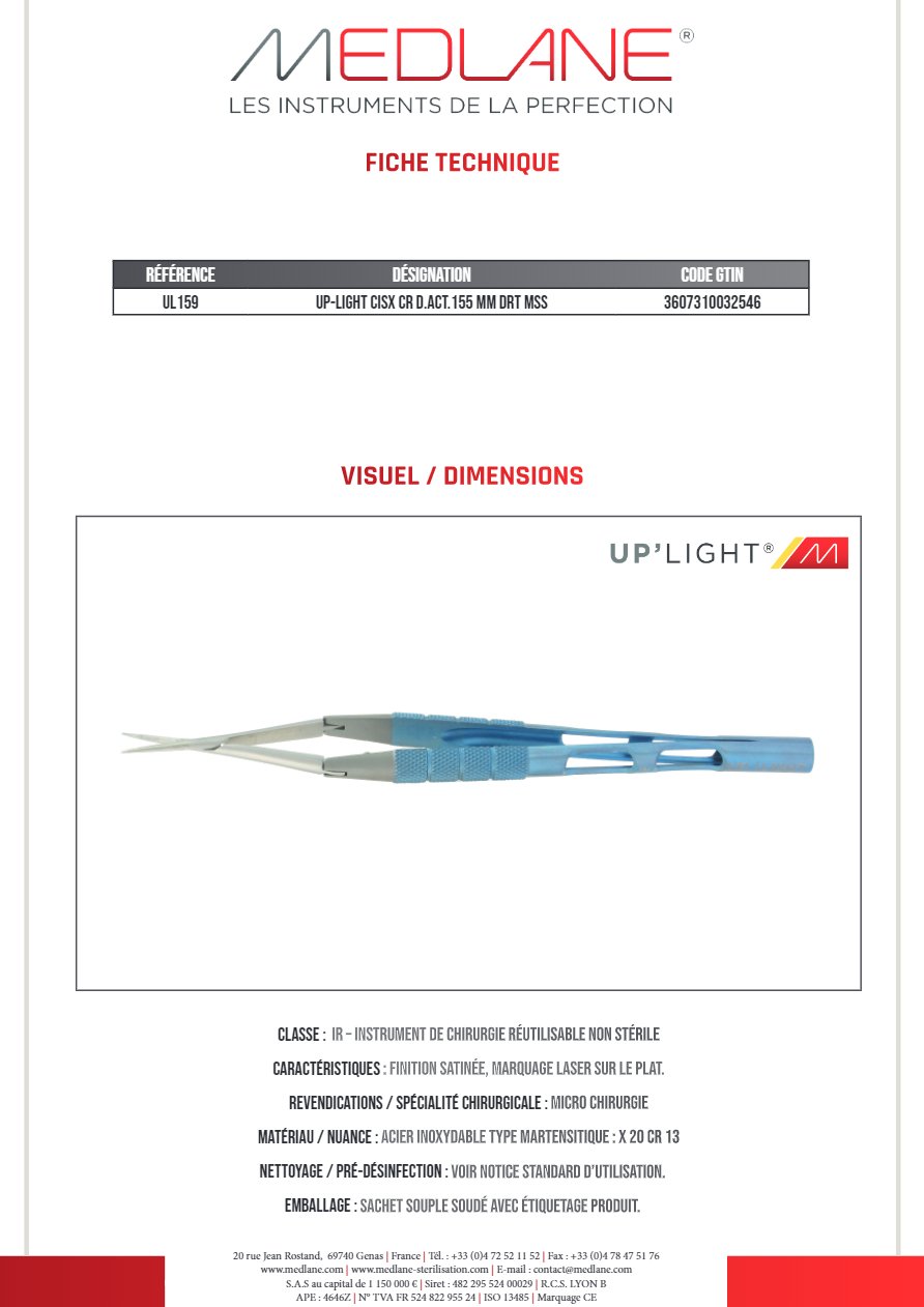 Up-light Ciseaux Cr D. act.155 mm Droit Mousse — REF UL159