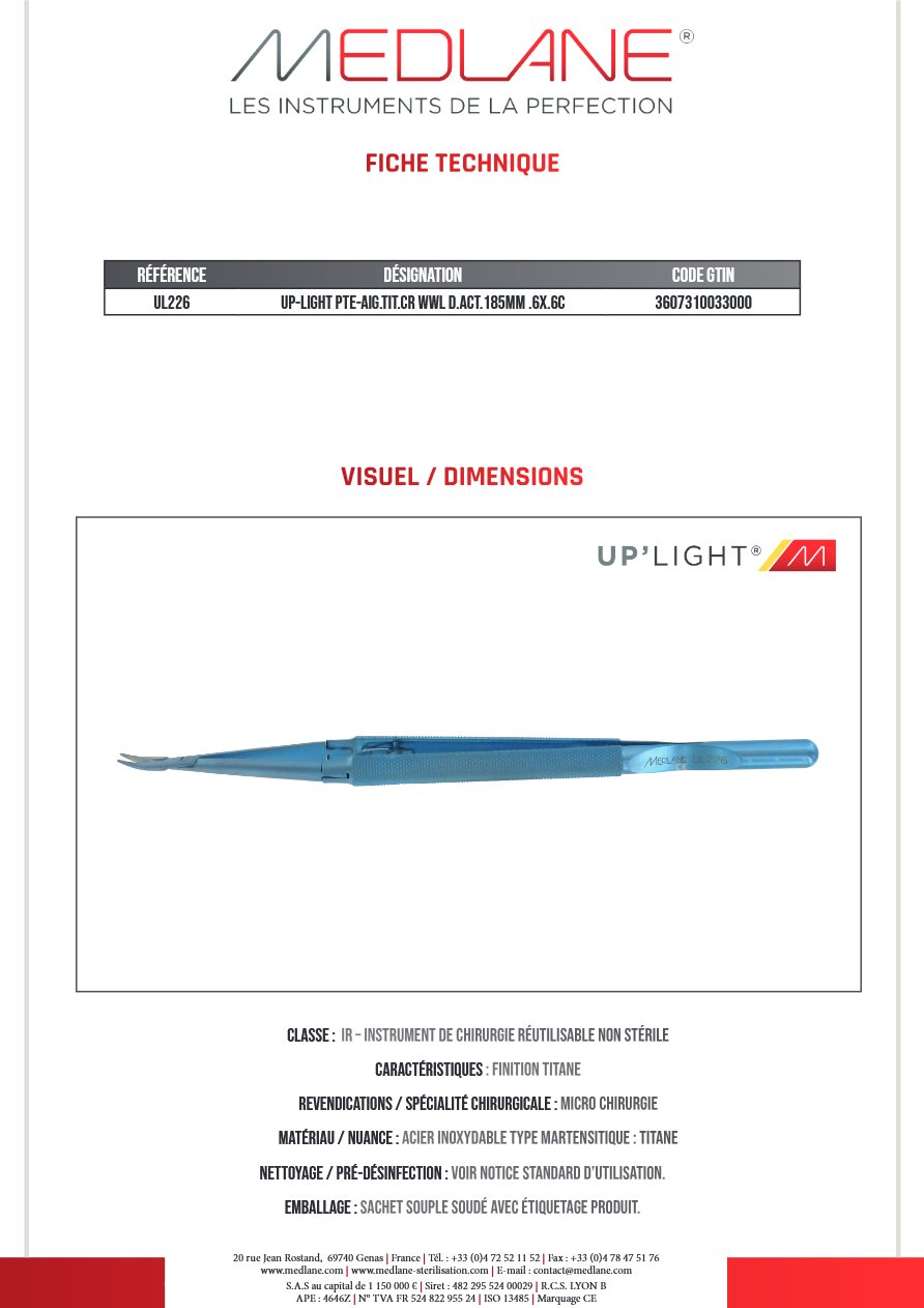 Up-light Pointe-Aiguille titane cr Wwl D. act.185mm.6x.6c — REF UL226
