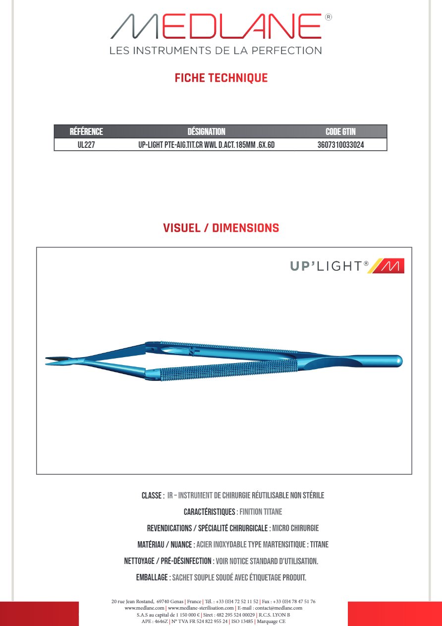 Up-light Pointe-Aiguille titane cr Wwl D. act.185mm.6x.6d — REF UL227