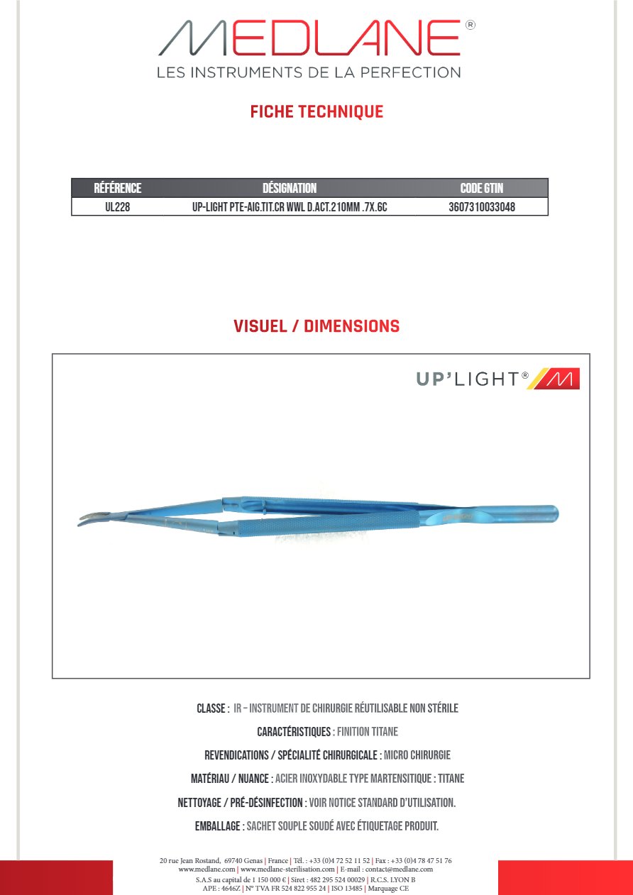 Up-light Pointe-Aiguille titane cr Wwl D. act.210mm.7x.6c — REF UL228