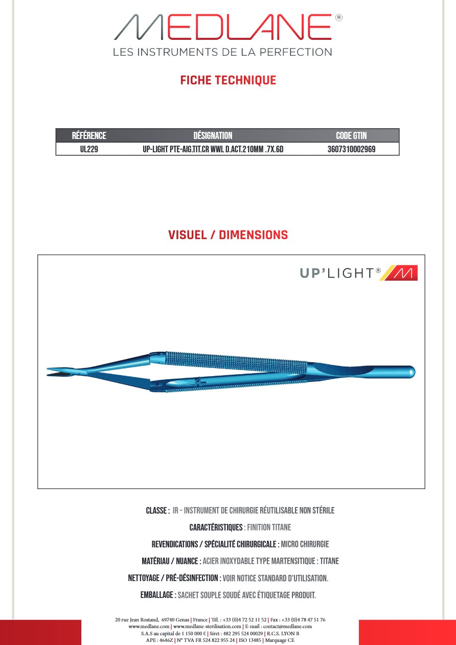 Up-light Pointe-Aiguille titane cr Wwl D. act.210mm.7x.6d — REF UL229