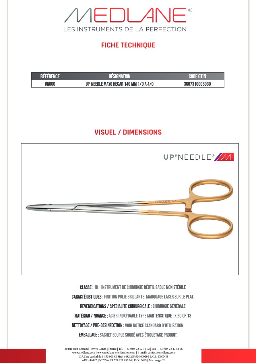 Up-needle Mayo Hegar 140 mm 1/0 a 4/0 — REF UN000