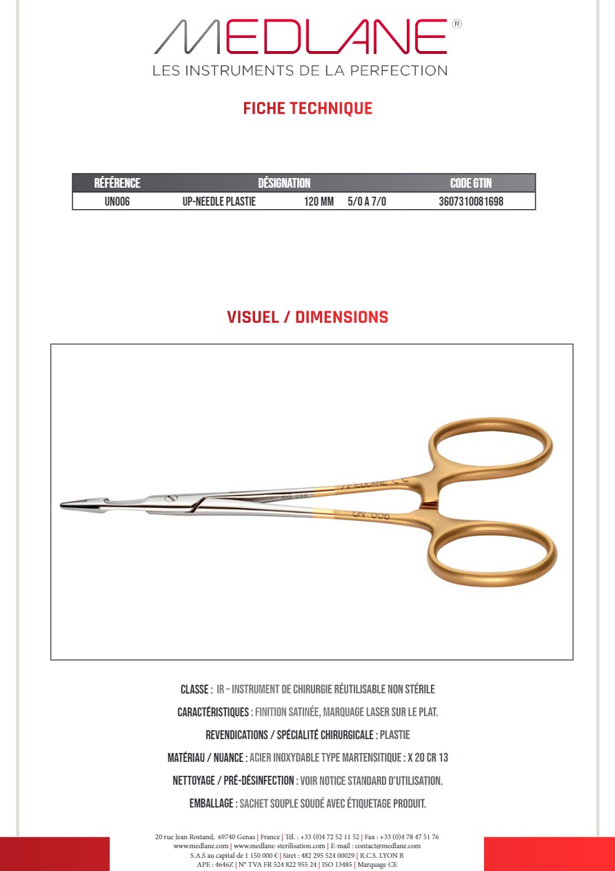 Up-needle Plastie 120 mm 5/0 a 7/0 — REF UN006