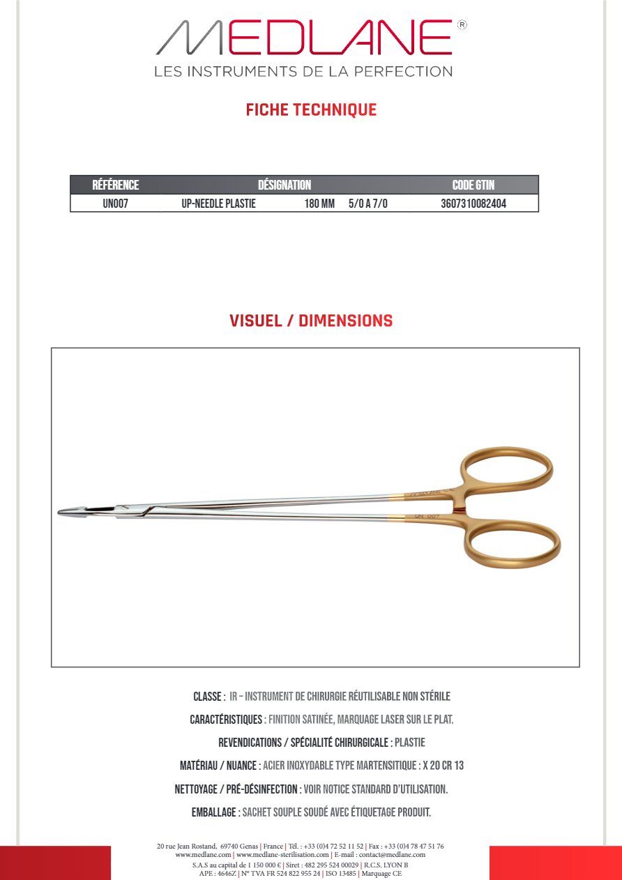 Up-needle Plastie 180 mm 5/0 a 7/0 — REF UN007
